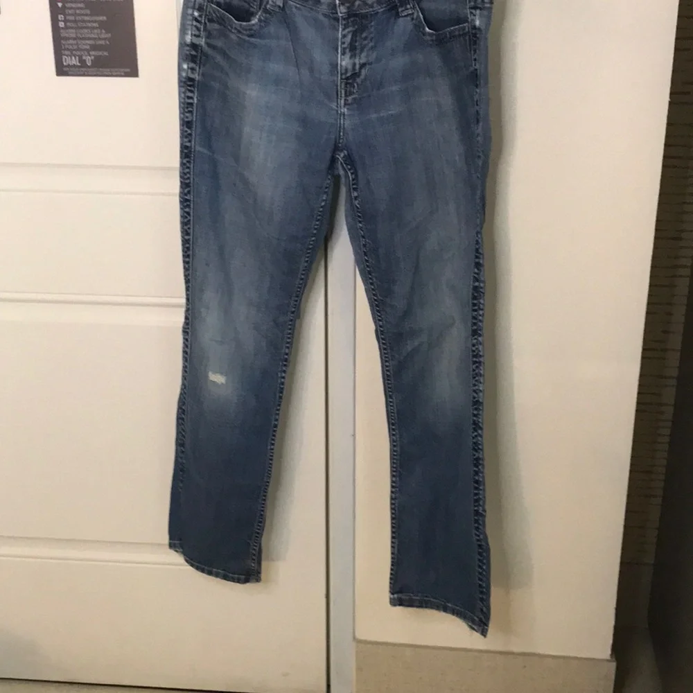 Calvin Klein distressed medium dark wash jeans 10